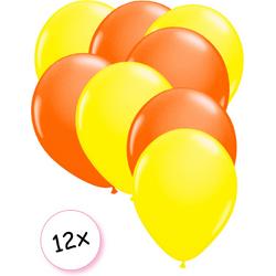 Ballonnen Neon Geel & Neon Oranje 12 stuks 25 cm